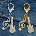 Rhinestone Guitar Treble Clef Lobster Clasp Charm Two Tones view 4