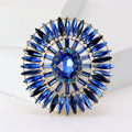 Oval Radiating Crystal Brooch In Six Colors With Polished Metal Detail view 2