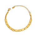 LOVE Square Block Bracelet Snake Chain Gold Or Steel Tone view 5