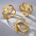 Layered Wire Cuff Bracelets in Gold and Silver Tone view 3