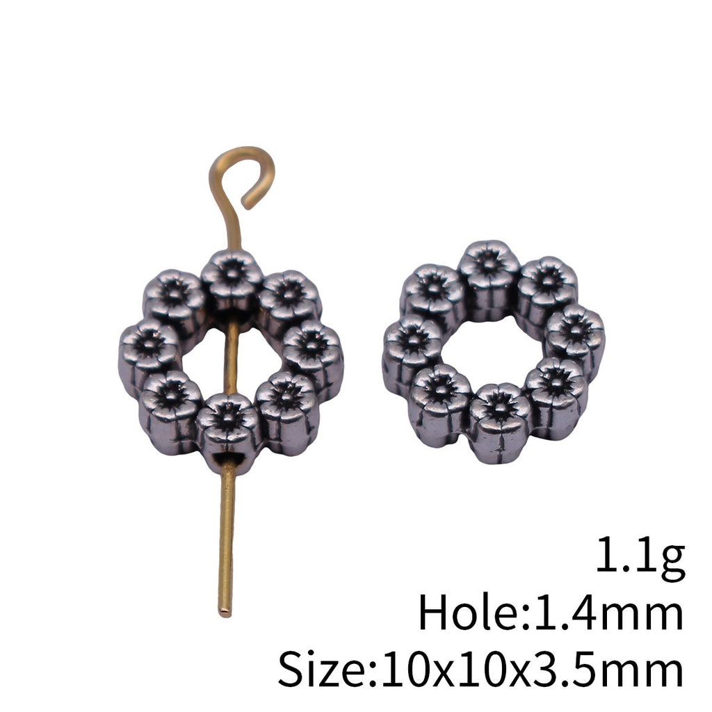 10x10x3.5mm/12x12x3.5mm Antique Silver Zinc Alloy Flower Ring Loose Metal Beads for Bracelet Necklace Jewelry Making
