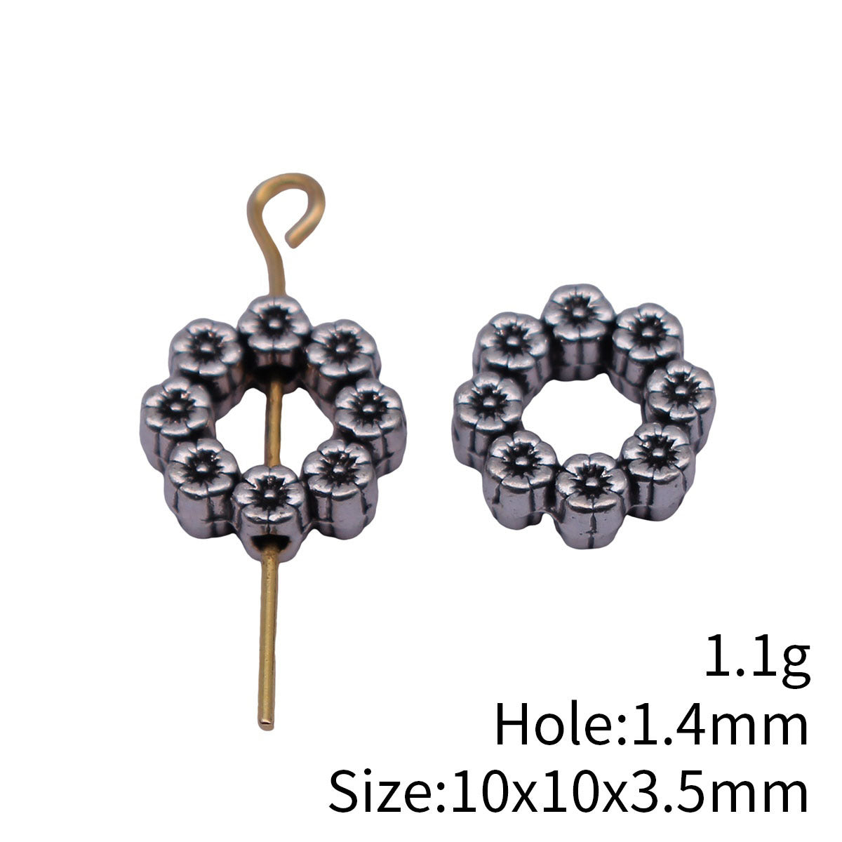 10x10x3.5mm/12x12x3.5mm Antique Silver Zinc Alloy Flower Ring Loose Metal Beads for Bracelet Necklace Jewelry Making