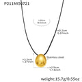 Oval Drop Pendant Black Cord Necklace in Two Metal Tones view 7