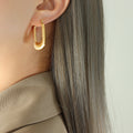 U-Shaped Ribbed Geometric Hoop Earrings Gold Or Steel view 4