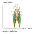 Cicada Brooch With Pearl Head and Crystal Body in Two Colors view 5