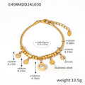 Gold Roman Numeral Disc Charm Snake Chain Necklace Bracelet view 6
