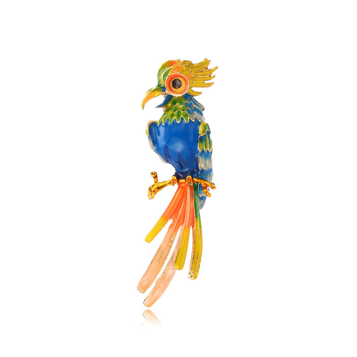 Parrot Enamel Metal Brooch Pin 2.2 x 6.4 cm for Jackets and Lapels