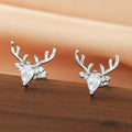 Crystal Reindeer Head Stud Earrings in Gold or Silver Tone view 6