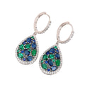 Blue And Green Teardrop Cluster Necklace And Earring Styles Silver Tone view 5