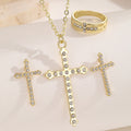 Cross Necklace Earring and Ring Three Piece Jewelry Sets view 7