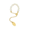 Freshwater Pearl Adjustable Slider Ring Gold Tone Chain view 5