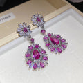 Floral Teardrop Crystal Earrings in Three Colorways view 6