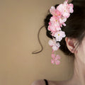 Fabric Flower Duckbill Clip With Bead Dangle Trails view 2