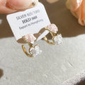 Crystal Heart C-Shaped Stud Earrings in Two Colors view 6