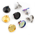 Round Bezel Stud Earring Settings in Four Polished Finishes view 5