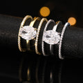 Oval Solitaire Three-Ring Set In Gold And Silver Tones view 3