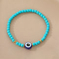 Turquoise Bead Evil Eye Stretch Bracelets in Two Colors view 2