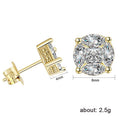 Gold Four-Stone Round Cluster Clear CZ Stud Earrings view 5