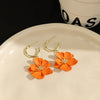 Orange Flower Hoops