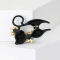Black Cat Brooch With Crystal Crown Bow and Curled Tail view 3