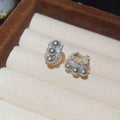 Pearl and Crystal Floral Cluster Clip Earrings in Three Styles view 6