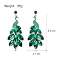 Aqua Green Peacock Crystal Five Designs Metal Dangle Earrings view 2