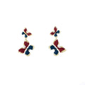 Colorful Enamel Look Bow Cascade Gold Tone Long Stud Earrings view 5