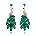Aqua Green Peacock Crystal Five Designs Metal Dangle Earrings view 7