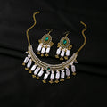 Red and Green Ornate Necklace and Earring Jewelry Sets view 3