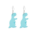 Blue Acrylic Dinosaur Long Hook and Screw Clip Earrings view 7