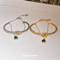 Square Yellow Crystal Green Teardrop Cuff Bracelets view 2
