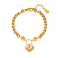 Gold Twisted Rope Chain Bracelet Heart Charm Circle Clasp view 5