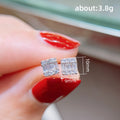 Silver-Tone Square Baguette Halo Stud Earrings, Clear Cubic Zirconia view 5