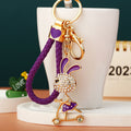 Jeweled Scooter Riding Rabbit Keychains in Four Colors with Loops view 12