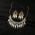 Red and Green Ornate Necklace and Earring Jewelry Sets view 4