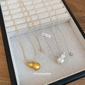 Gold Tone Brushed Gourd Pendant on Fine Chain Necklace view 2