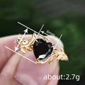 Black Heart Stone Vine Ring In Gold And Silver Tones view 4