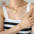 Puffy Heart Pendant Necklace Thin Snake Chain Gold Or Steel view 4