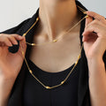 Long Station Chain Necklace With Oval Beads Double Layer view 4