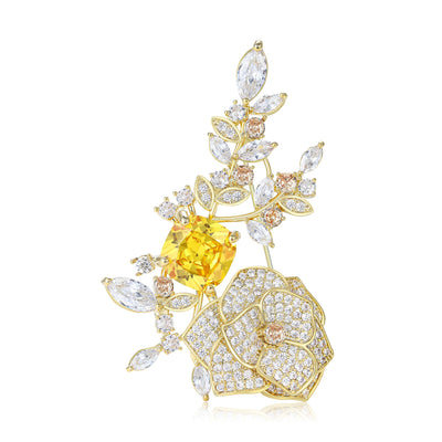 Crystal Camellia Spray brooch shown from the front