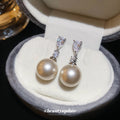 Geometric Crystal Bar and Pearl Drop Stud Earrings view 4