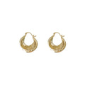 Gold-Tone Irregular Textured Double Band Huggie Hoops view 5