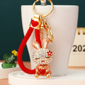 Jeweled Strawberry Rabbit Keychains in Four Colors and Three Loop Styles view 11