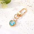 Gold Tone Faceted Crystal Heart Clip Keychains in Eight Colors view 8