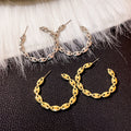 Open C-Shape Mariner Link Hoop Earrings Gold and Silver view 1