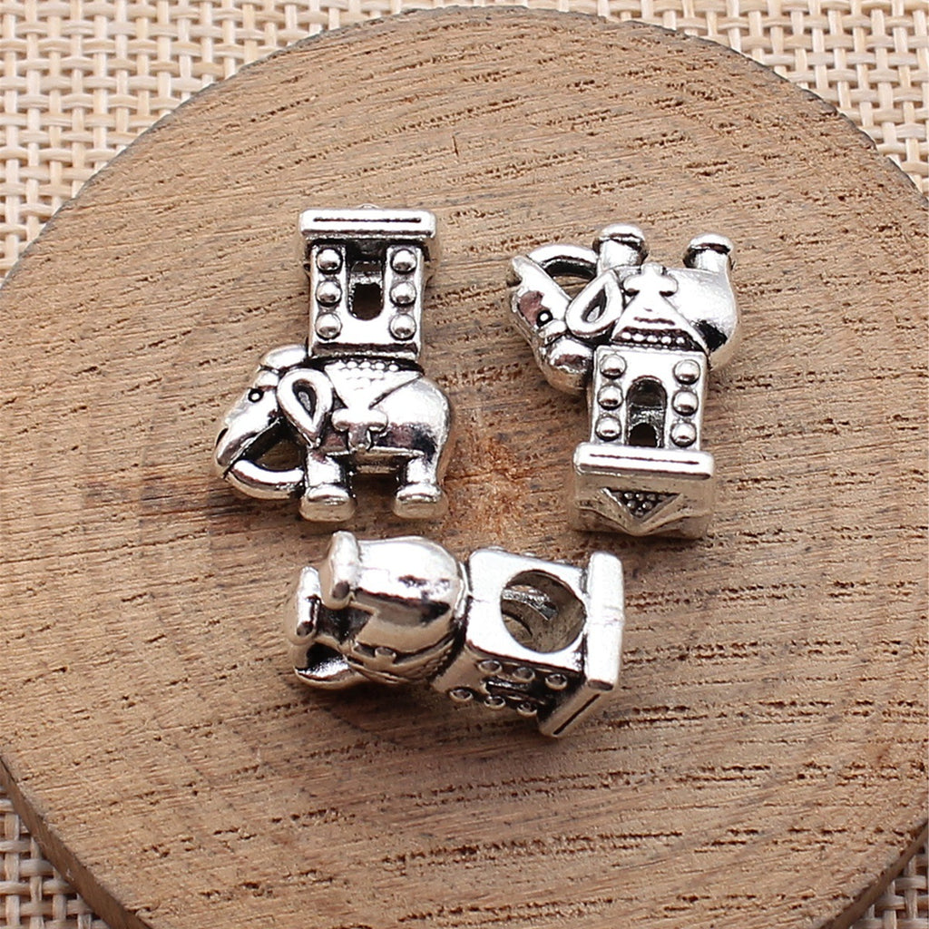 19x14x8.5mm 4.8g Antique Silver Zinc Alloy Elephant Large Hole Beads for DIY Bracelet Jewelry Making