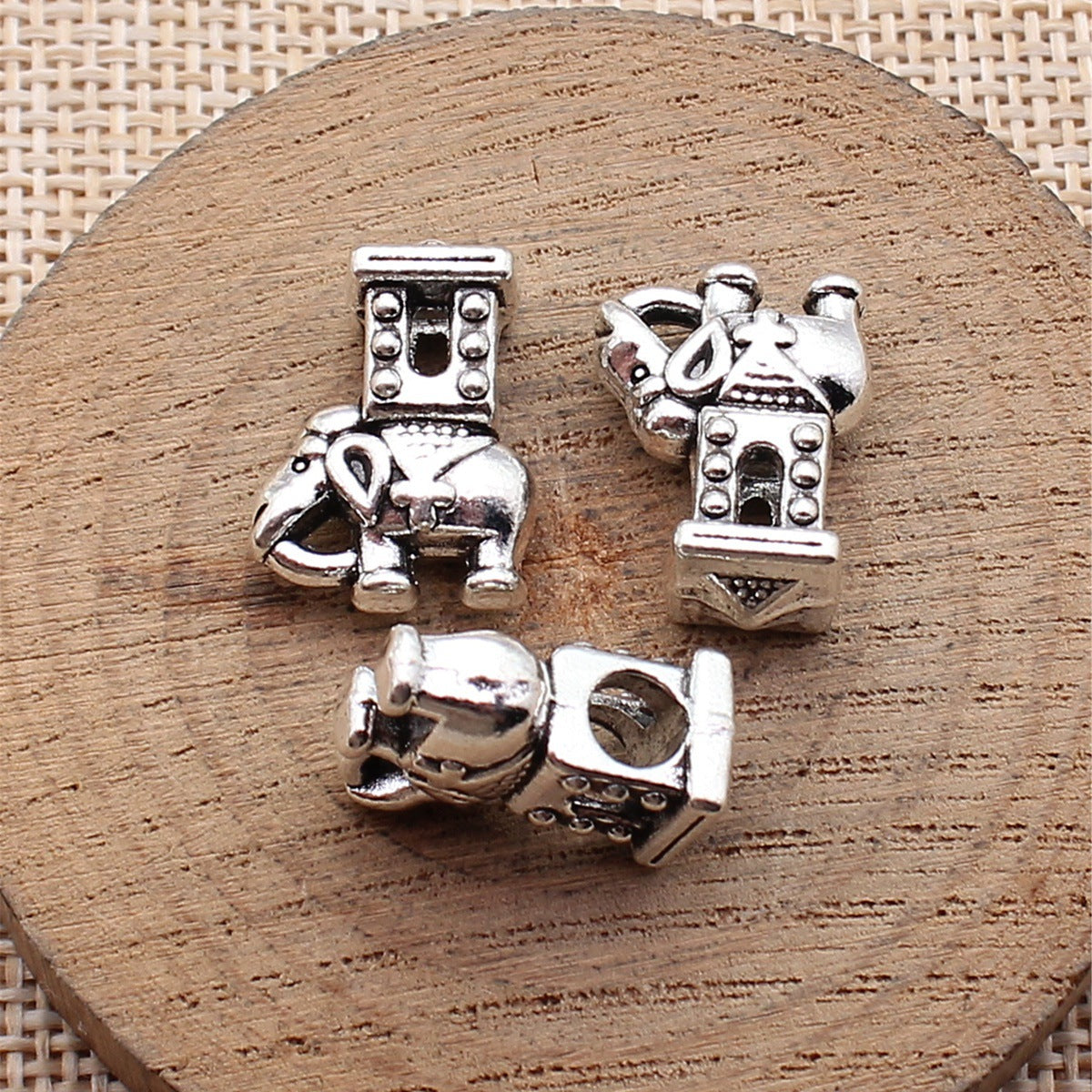 19x14x8.5mm 4.8g Antique Silver Zinc Alloy Elephant Large Hole Beads for DIY Bracelet Jewelry Making