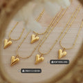 Gold Rose Steel Puffy Heart Pendant Snake Chain Necklace view 2