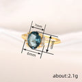 Gold Tone Teal Oval Stone Side Baguette Ring Sizes 6-10 view 4
