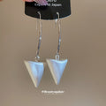 Brushed Silver Tone Triangle Long Hook Earrings Jewelry Accessory view 4